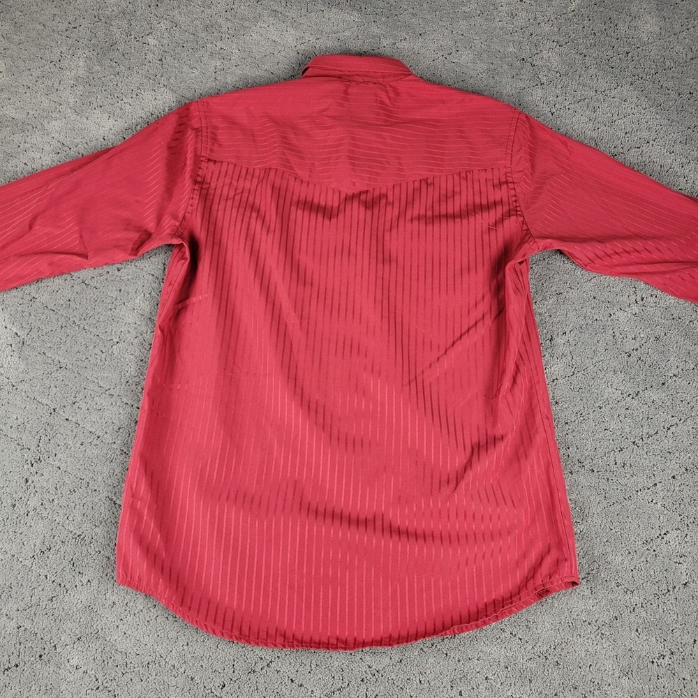 Wrangler Shirt Mens M Red Striped Pearl Snap Long Sleeve Western Cowboy - Picture 4 of 7